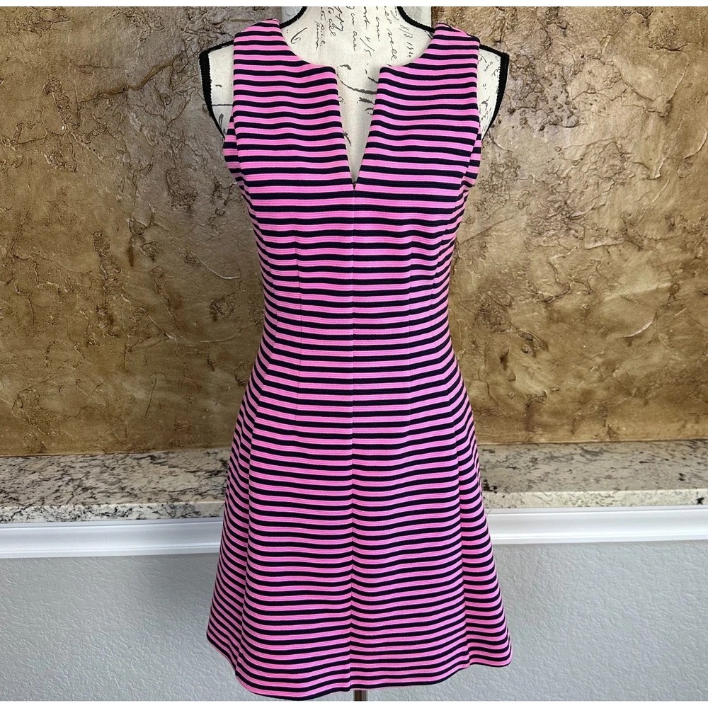 Lilly Pulitzer Brielle Dress Womens Small Sleeveless‎ Lined Striped Pink Black